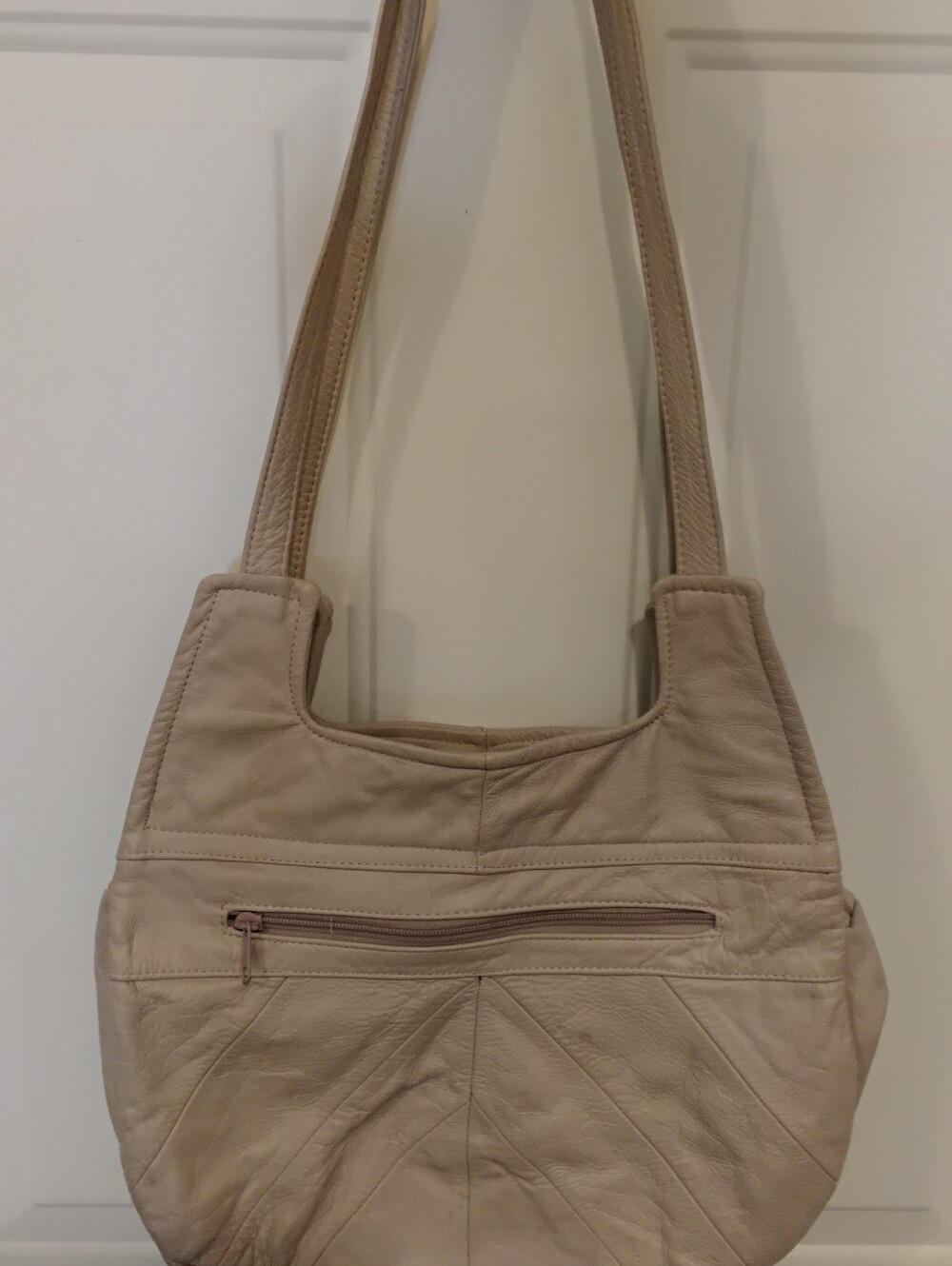 Vintage Boho-Style Chevron Leather Shoulder Bag / Purse NOS Handmade